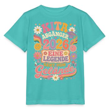 Kita Abgänger 2026 im Retro-Blumenstil - Stanley/Stella Kinder T-Shirt MINI CREATOR  - Poolblau - Vorne