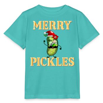 Cornichons Joyeux Noël - T-shirt bio MINI CREATOR Stanley/Stella Enfant - bleu piscine - Devant