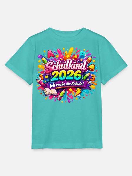 Einschulung 2026 - Ich rocke die Schule - Stanley/Stella Kinder T-Shirt MINI CREATOR  - Poolblau