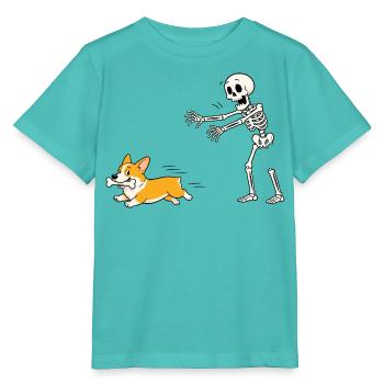 Halloween, Cprgi, Skelett - Stanley/Stella Kinder T-Shirt MINI CREATOR  - Poolblau - Vorne