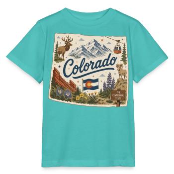 Vintage Colorado Rocky Mountains Kunstaufkleber - Stanley/Stella Kinder T-Shirt MINI CREATOR  - Poolblau - Vorne