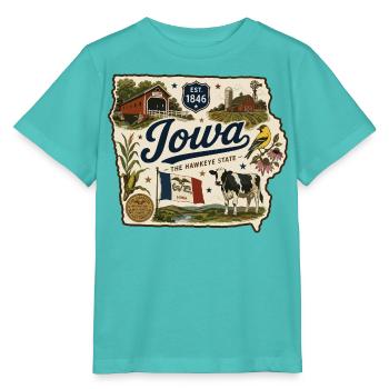 Iowa Hawkeye State Vintage Farm Aufkleber - Stanley/Stella Kinder T-Shirt MINI CREATOR  - Poolblau - Vorne