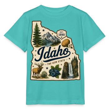 Idaho The Gem State Vintage Travel Sticker - Stanley/Stella MINI CREATOR Kids’ T-Shirt - pool blue - Front