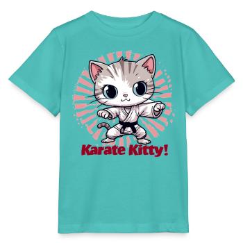 Karate Kitty - Stanley/Stella Kinder T-Shirt MINI CREATOR  - Poolblau - Vorne