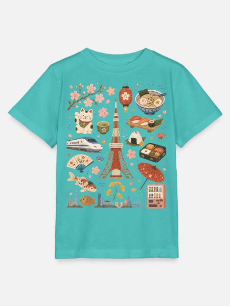 Tokio | Sakura, Ramen & Großstadt - Stanley/Stella Kinder T-Shirt MINI CREATOR - Poolblau