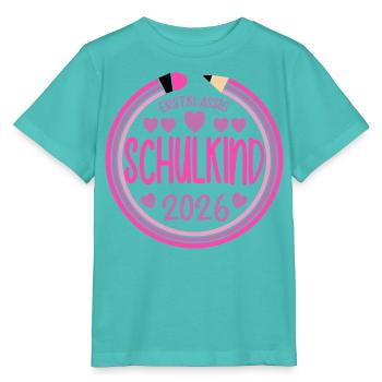 Erstklassig Schulkind 2026 Einschulung Shirt - Stanley/Stella Kinder T-Shirt MINI CREATOR  - Poolblau - Vorne