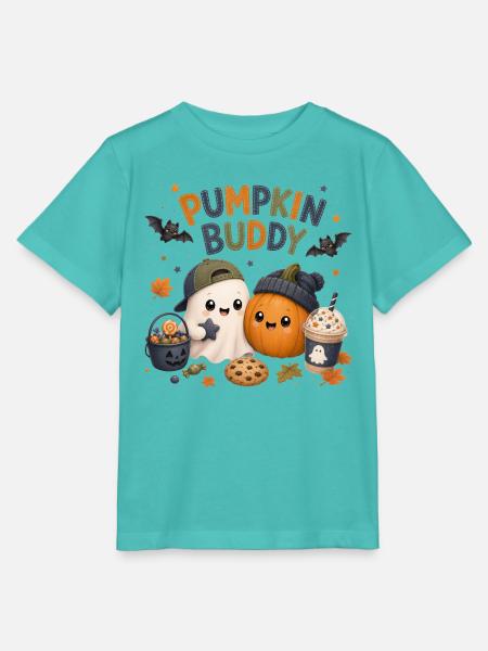 Pumpkin Buddy - Stanley/Stella Kinder T-Shirt MINI CREATOR - Poolblau