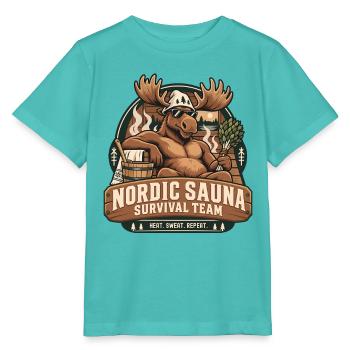 Nordic Sauna Survival Team Elch Humor - Stanley/Stella Kinder T-Shirt MINI CREATOR  - Poolblau - Vorne