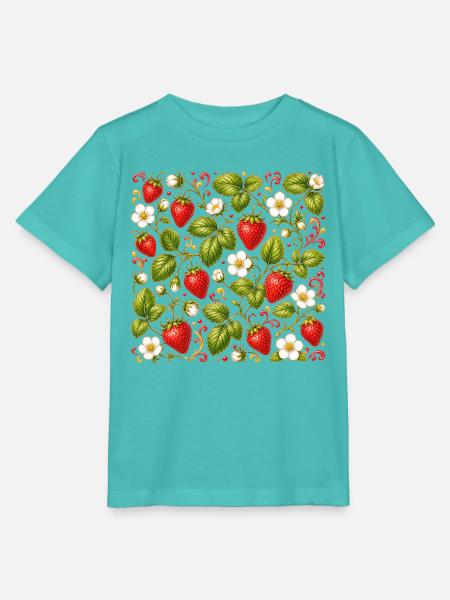 Erdbeeren Muster Beeren Sommer Botanisch Früchte - Stanley/Stella Kinder T-Shirt MINI CREATOR - Poolblau