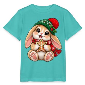 Süßes Häschen mit Wintermütze & Lebkuchen - Stanley/Stella Kinder T-Shirt MINI CREATOR  - Poolblau - Vorne