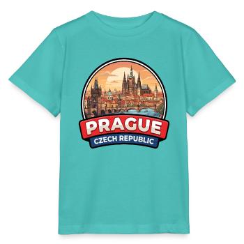 Prag, Tschechische Republik Reiseabzeichen Schlossgeschenk - Stanley/Stella Kinder T-Shirt MINI CREATOR  - Poolblau - Vorne