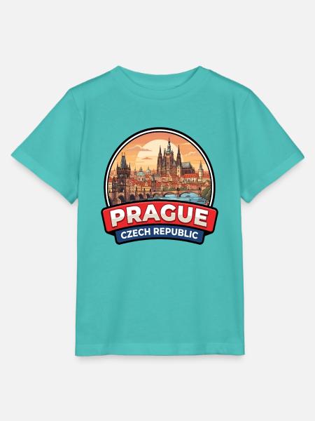 Prag, Tschechische Republik Reiseabzeichen Schlossgeschenk - Stanley/Stella Kinder T-Shirt MINI CREATOR - Poolblau