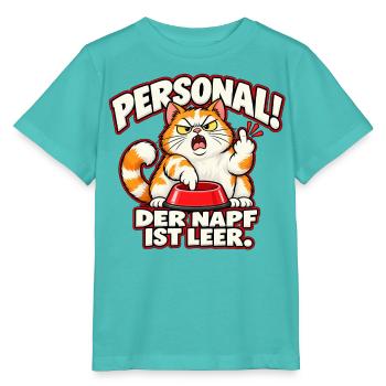 Wütende Katze – Personal! Der Napf ist leer. - Stanley/Stella Kinder T-Shirt MINI CREATOR  - Poolblau - Vorne