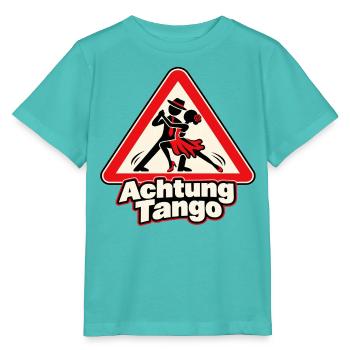 Achtung Tango – Tanzpaar im Warnschild - Stanley/Stella Kinder T-Shirt MINI CREATOR  - Poolblau - Vorne