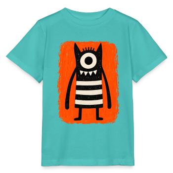 Einäugiges Monster | Skurrile Folk Art Illustratio - Stanley/Stella Kinder T-Shirt MINI CREATOR  - Poolblau - Vorne