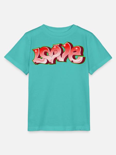 Love Graffiti Pink Neon - Stanley/Stella Kinder T-Shirt MINI CREATOR - Poolblau