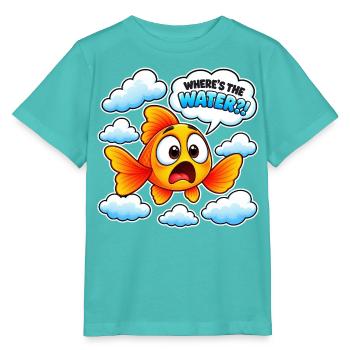 Lustiges Fish in Clouds Kinder-T-Shirt mit Grafik - Stanley/Stella Kinder T-Shirt MINI CREATOR  - Poolblau - Vorne