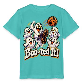 Boo-ted It Halloween-Fußball mit kichernden - Stanley/Stella Kinder T-Shirt MINI CREATOR  - Poolblau - Vorne