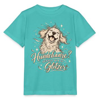 Hundehaare nennen wir es glitzer - Hundefans - Stanley/Stella Kinder T-Shirt MINI CREATOR  - Poolblau - Vorne