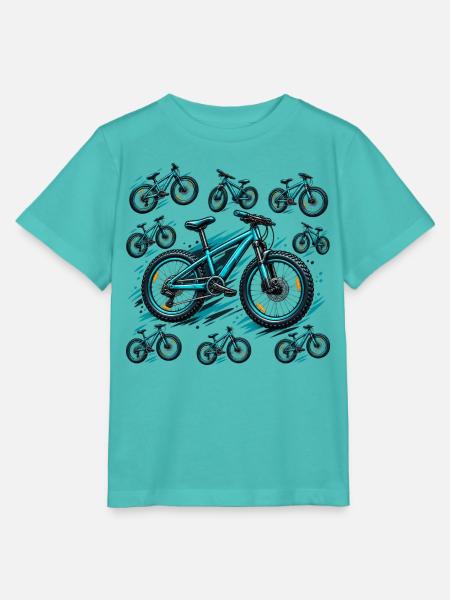 Türkisfarbenes Fahrrad in Burst - Stanley/Stella Kinder T-Shirt MINI CREATOR  - Poolblau
