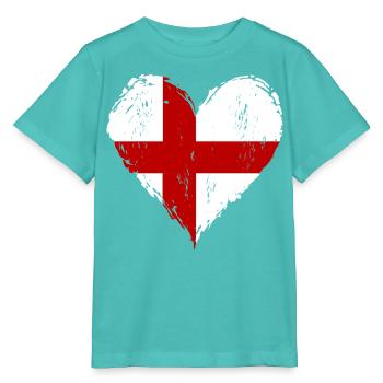 England Herzflagge Grunge - Stanley/Stella Kinder T-Shirt MINI CREATOR  - Poolblau - Vorne
