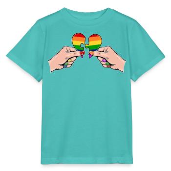 Frauenhände Herzpuzzle Regenbogen - Stanley/Stella Kinder T-Shirt MINI CREATOR  - Poolblau - Vorne