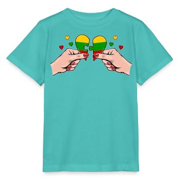 Litauen Frauenhände Herzpuzzle - Stanley/Stella Kinder T-Shirt MINI CREATOR  - Poolblau - Vorne