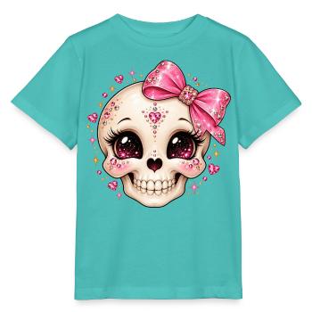 Glitzernder Kristallskull mit Schleife - Stanley/Stella Kinder T-Shirt MINI CREATOR  - Poolblau - Vorne