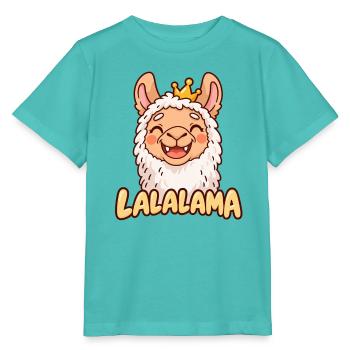 LALALAMA – Grinsendes Lama mit Krone - Stanley/Stella Kinder T-Shirt MINI CREATOR  - Poolblau - Vorne