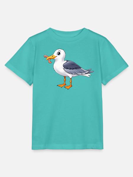 Lustige Möwe mit Wurm Küste Meer - Stanley/Stella Kinder T-Shirt MINI CREATOR - Poolblau