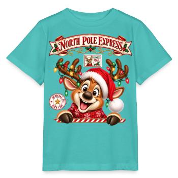 Rentier Reindeer Weihnachtsrentier Lichterkette - Stanley/Stella Kinder T-Shirt MINI CREATOR  - Poolblau - Vorne