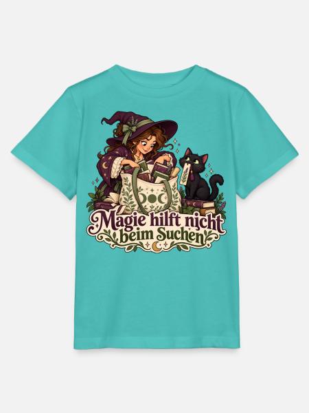 Hexe und Katze auf Lesezeichensuche - Stanley/Stella Kinder T-Shirt MINI CREATOR  - Poolblau