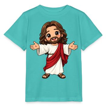 Jesus Kawaii Style – Süßes Glaubensmotiv - Stanley/Stella Kinder T-Shirt MINI CREATOR  - Poolblau - Vorne