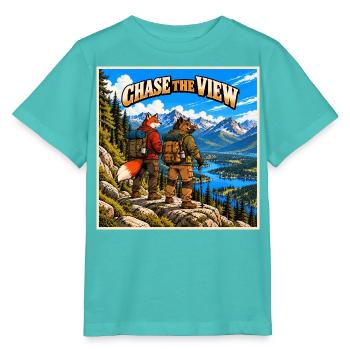 Fuchs und Wildschwein auf einer Wanderung – Wildes Abenteuer - Stanley/Stella Kinder T-Shirt MINI CREATOR  - Poolblau - Vorne