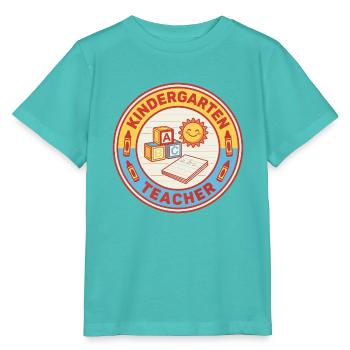 Vintage Kindergartenlehrerin ABC Blocks Sonnenabzeichen - Stanley/Stella Kinder T-Shirt MINI CREATOR  - Poolblau - Vorne