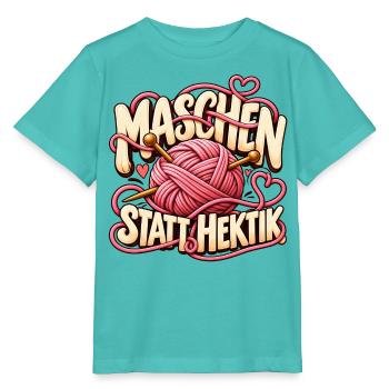 Maschen statt Hektik Geschenkidee für Freizeit - Stanley/Stella Kinder T-Shirt MINI CREATOR  - Poolblau - Vorne