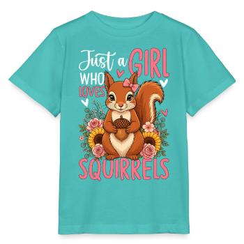 Just a Girl Who Loves Squirrels - Stanley/Stella Kinder T-Shirt MINI CREATOR  - Poolblau - Vorne