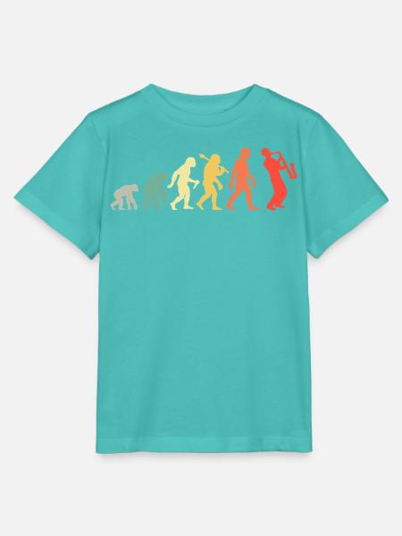 Saxophonist Evolution - Retro Saxophon Musiker - Stanley/Stella Kinder T-Shirt MINI CREATOR - Poolblau