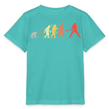 Baseball Evolution Baseballspieler Batter Retro - Stanley/Stella Kinder T-Shirt MINI CREATOR  - Poolblau - Vorne