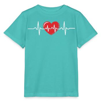 Heartbeat Cardiogram Design - Stanley/Stella MINI CREATOR Kids’ T-Shirt - pool blue - Front