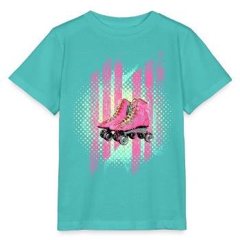 Muster mit Rollschuhe 60er Jahre Farben - Stanley/Stella Kinder T-Shirt MINI CREATOR  - Poolblau - Vorne