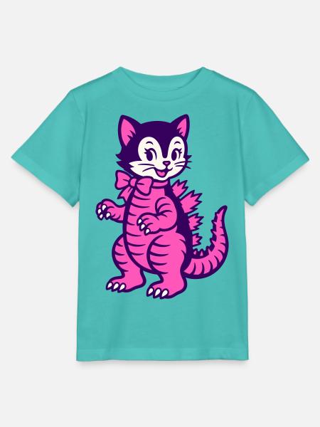 Monster Cat - Stanley/Stella Kinder T-Shirt MINI CREATOR - Poolblau