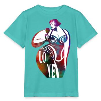 Female silhouette in colorful LOVE - Stanley/Stella MINI CREATOR Kids’ T-Shirt - pool blue - Front