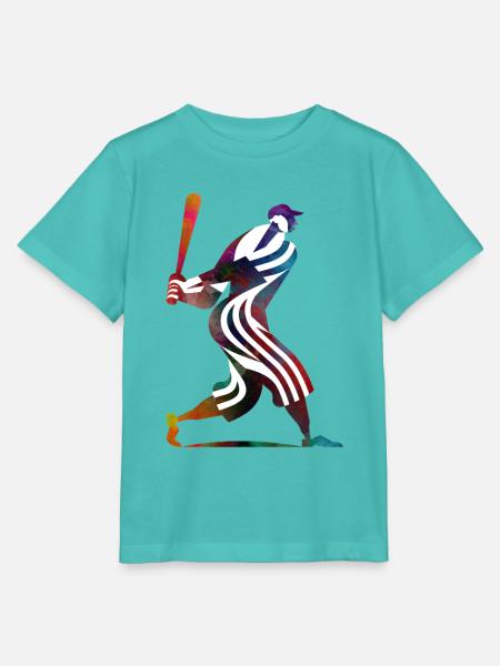 Farbenfroher Baseballspieler - Stanley/Stella Kinder T-Shirt MINI CREATOR - Poolblau