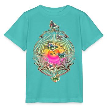 Schmetterlinge Schnörkel Ranke Sonne Muster - Stanley/Stella Kinder T-Shirt MINI CREATOR  - Poolblau - Vorne