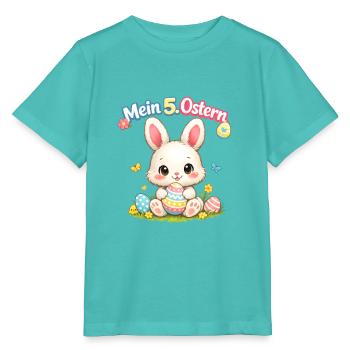 Mein 5. Ostern Osterhase Mädchen Jungen - Stanley/Stella Kinder T-Shirt MINI CREATOR  - Poolblau - Vorne