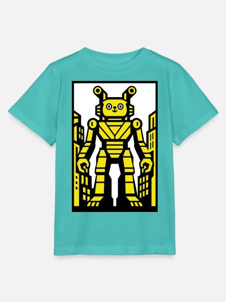 Cat Robot in Stadtlandschaft - Stanley/Stella Kinder T-Shirt MINI CREATOR  - Poolblau