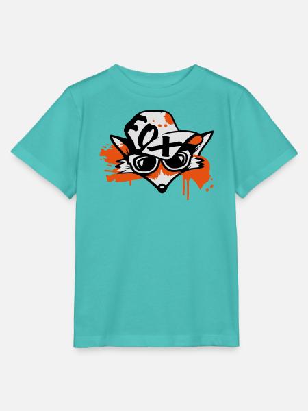 Fuchs mit Baseballkappe - Stanley/Stella Kinder T-Shirt MINI CREATOR - Poolblau
