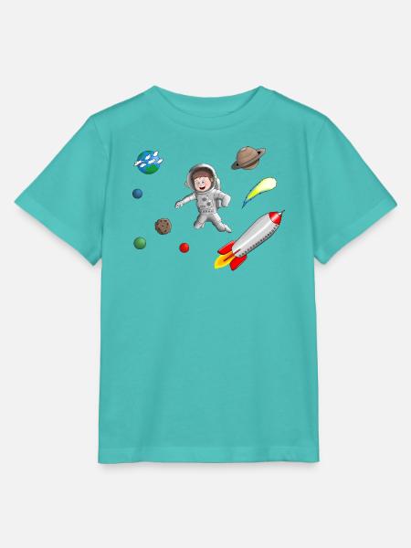 Weltall - Astronaut Junge - Stanley/Stella Kinder T-Shirt MINI CREATOR  - Poolblau