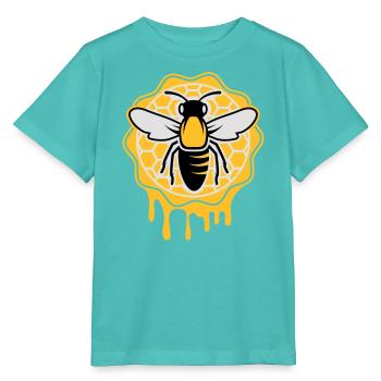 une abeille et nid d'abeille - T-shirt bio MINI CREATOR Stanley/Stella Enfant - bleu piscine - Devant